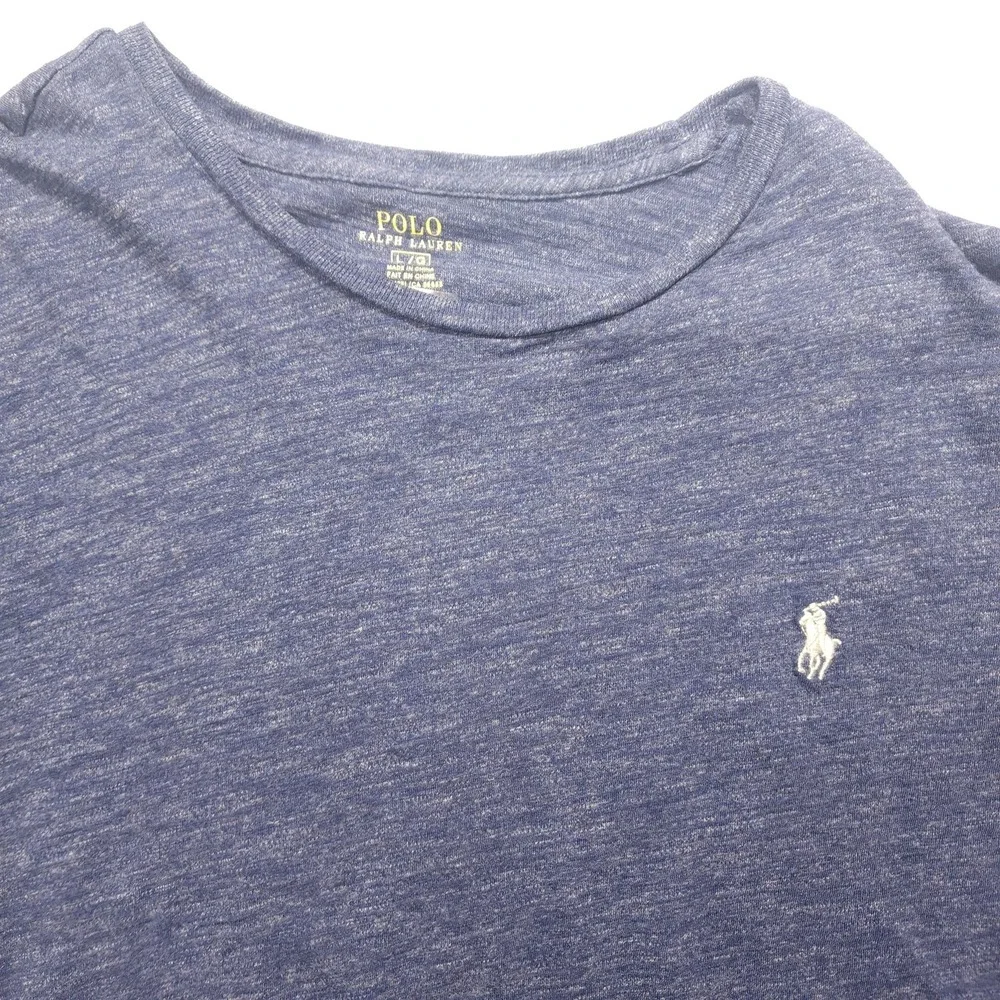 Polo Ralph Lauren T Shirt Mens Large Blue Cotton Crewneck Embroidered Logo